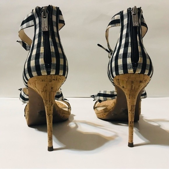 Jessica Simpson Kaycie Checkered Print Cork Stiletto Heels Size 11M - Picture 5 of 7